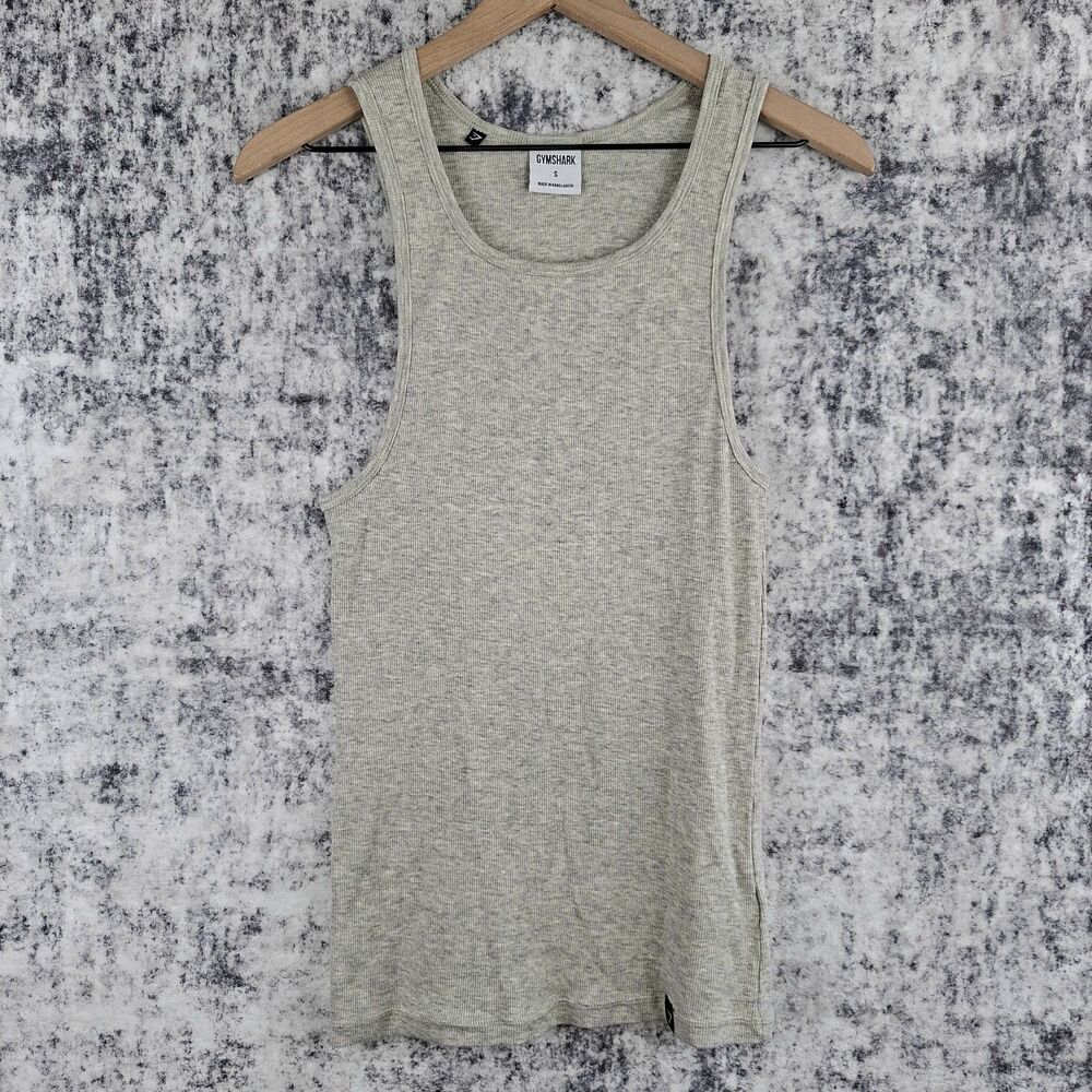 Gymshark Men's Size S Muscle Fit Ribbed Knit Athletic Tank Top Gray